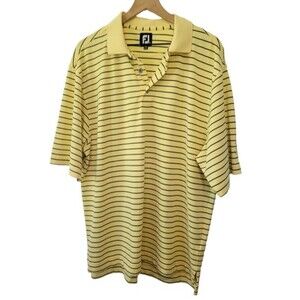 FootJoy Men's Yellow & Navy Stripe Polo Shirt Size Large
